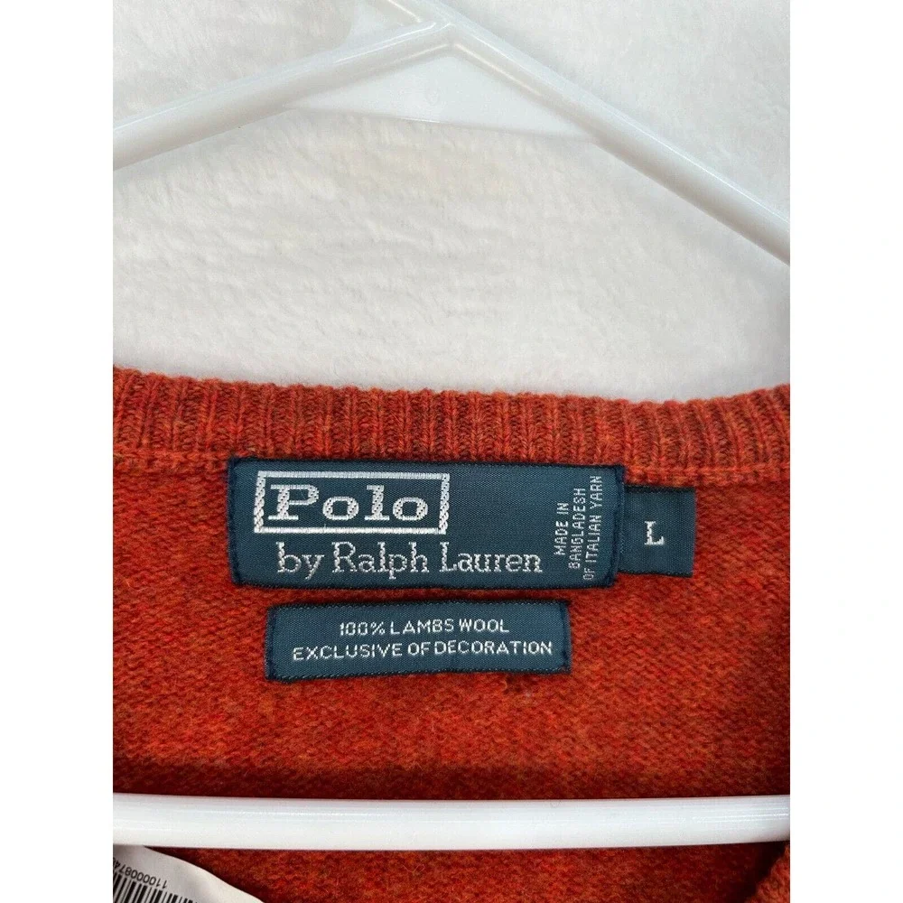 Polo‎ Ralph Lauren Womans Orange Lambs Wool Size L Sweater - Picture 5 of 5